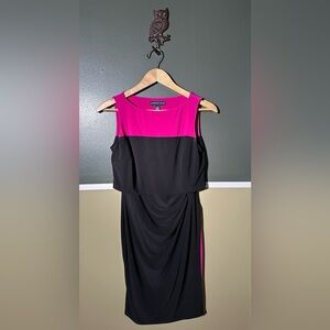 American Living Women's Fuchsia and Black Midi Dress